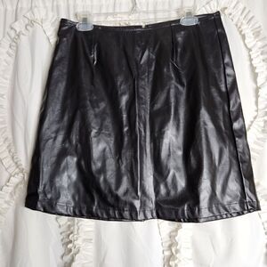 Highway Black Vegan Leather Y2k Skirt zip back